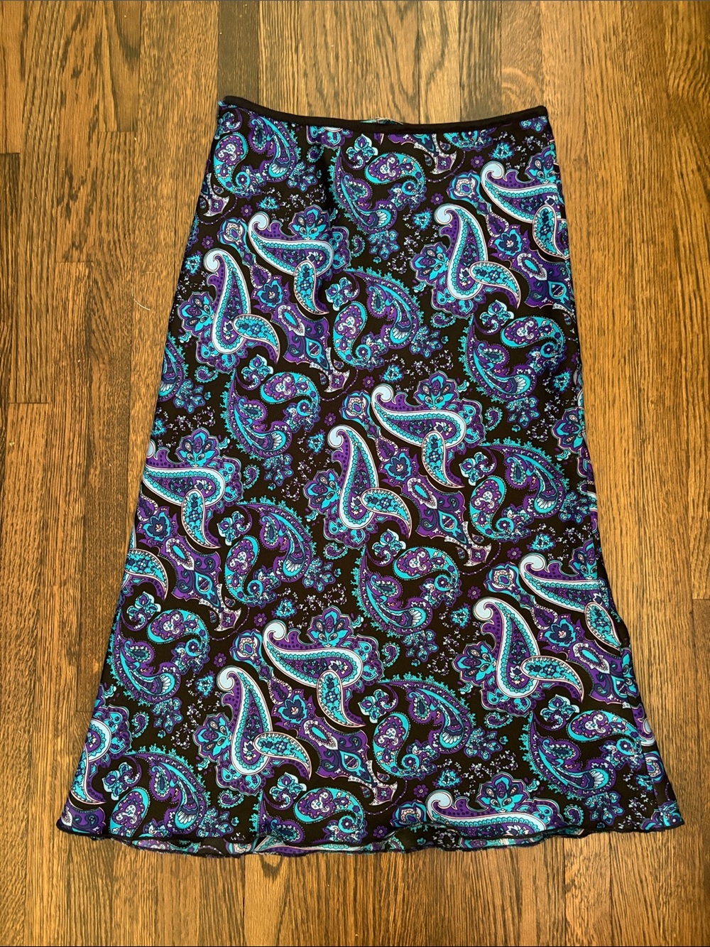 Purple Paisley Midi Skirt - Flattering A-Line Style